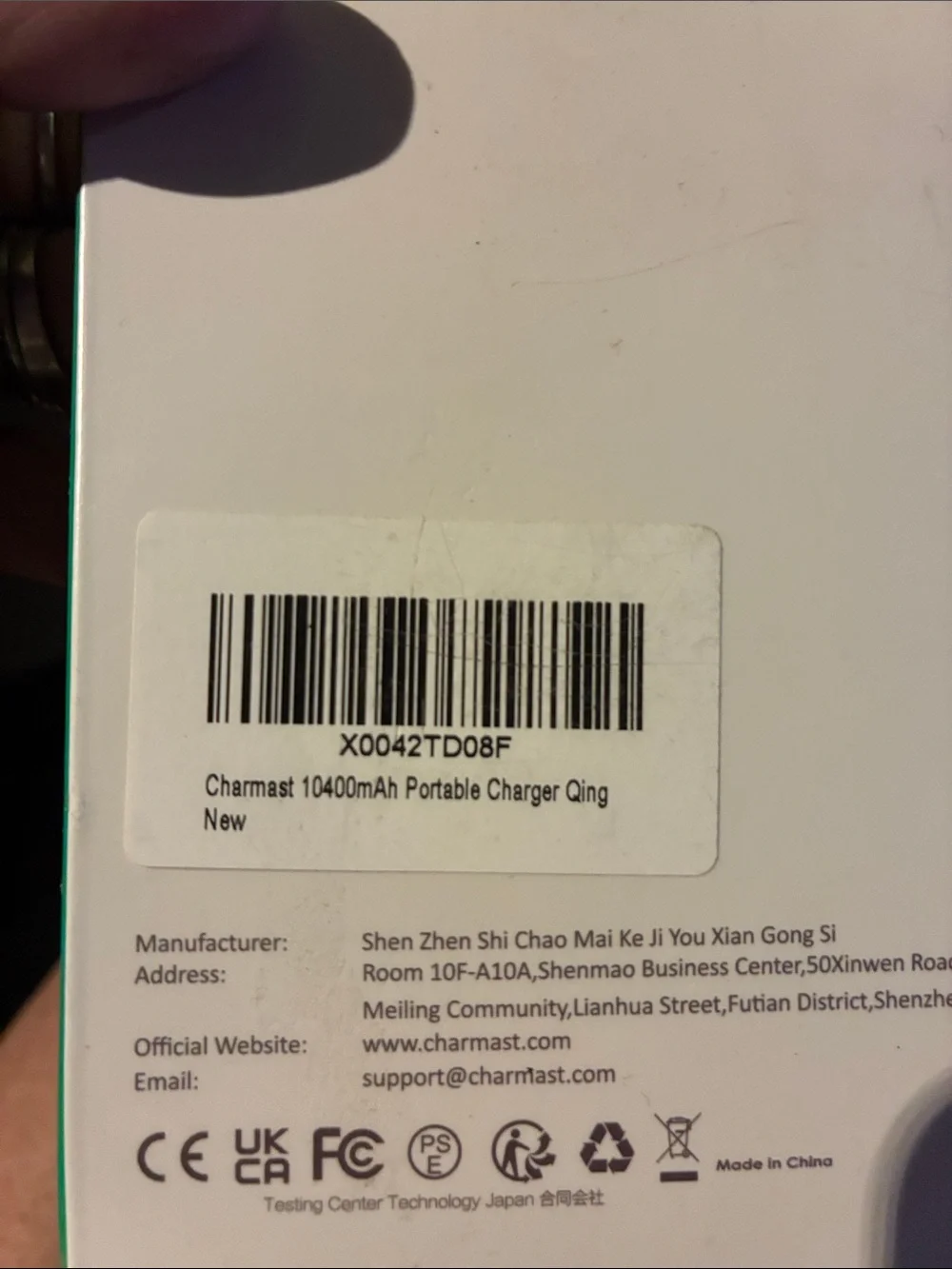 Charmast 10400mAh Powerbank - White with Green Accent